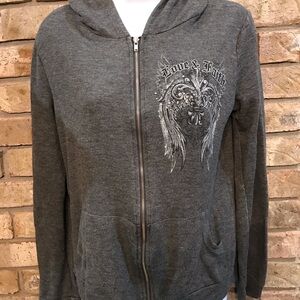 Ed Hardy Gray Zip-Up Hoodie